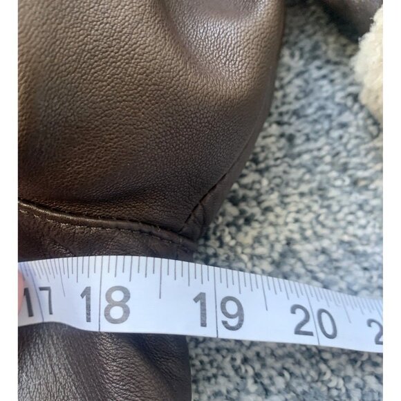 Tahari Shearling Aviator Jacket Women Size S-M Brown Genuine Leather & Lamb‎ Fur - Picture 10 of 11